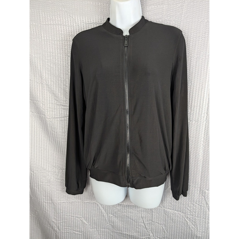 Attitudes by Renee Black Bomber Jacket XXS Full Zip Banded Hem Stretch NWT